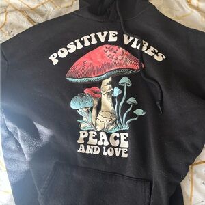 Black Hoodie with Positive Vibes Graphic